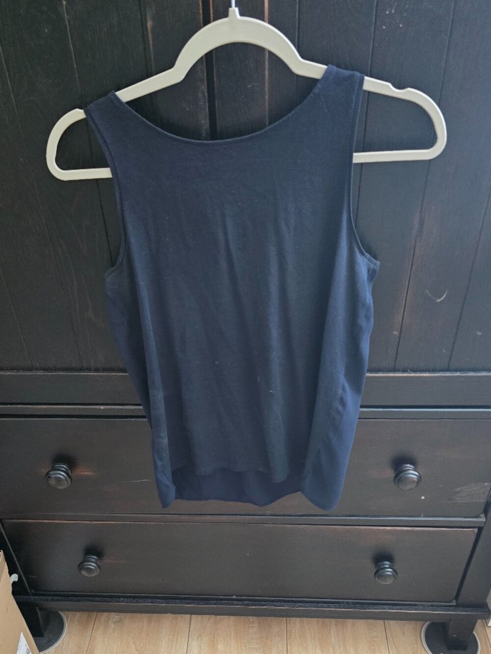 Loft Women's Tank Small Soft Sleeveless Tie Back Navy SP